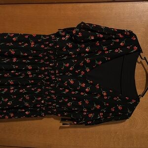 Long Black & Red Floral Dress